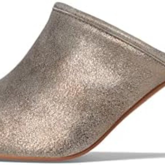 NEW JOHNSTON AND MURPHY Leather Charlotte Heeled Mules Gold Metallic 269tn - Picture 4 of 7